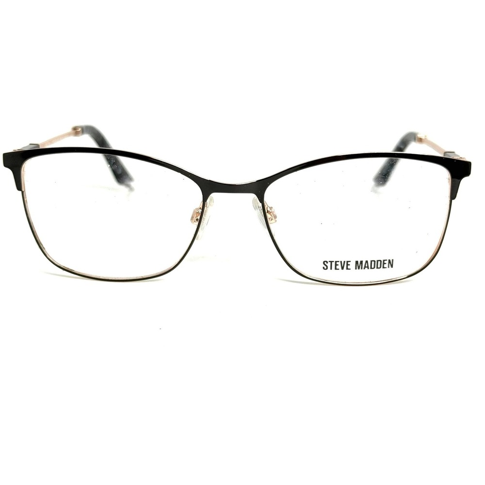Steve Madden Priya Black Rose Gold Cat Eye Eyeglass Frames 52-16-135